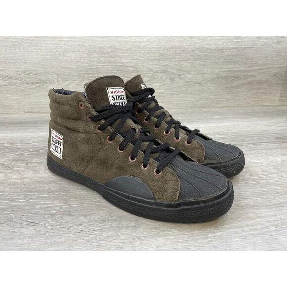 Vision Street Wear Men's Sneakers 9 Brown Suede Leather Hi-Top Skateboard Shoes